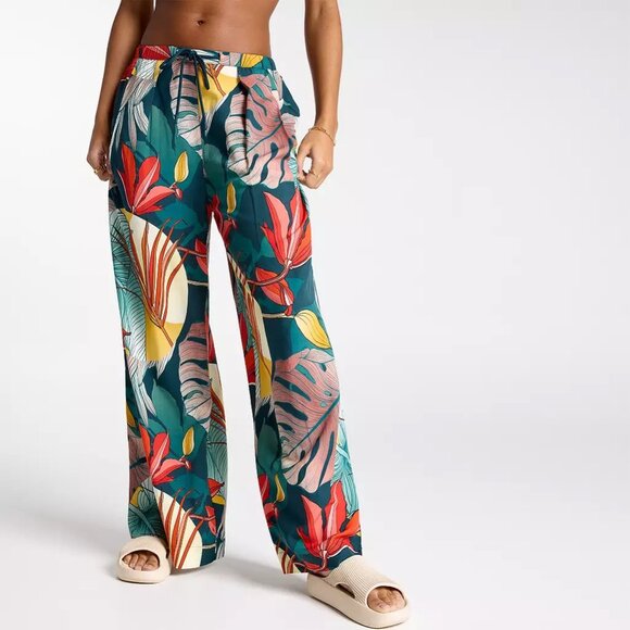 Calia Tropical Floral Wide Leg Pant - Swim Collection - Linen Blend - Size S NWT - Picture 1 of 7